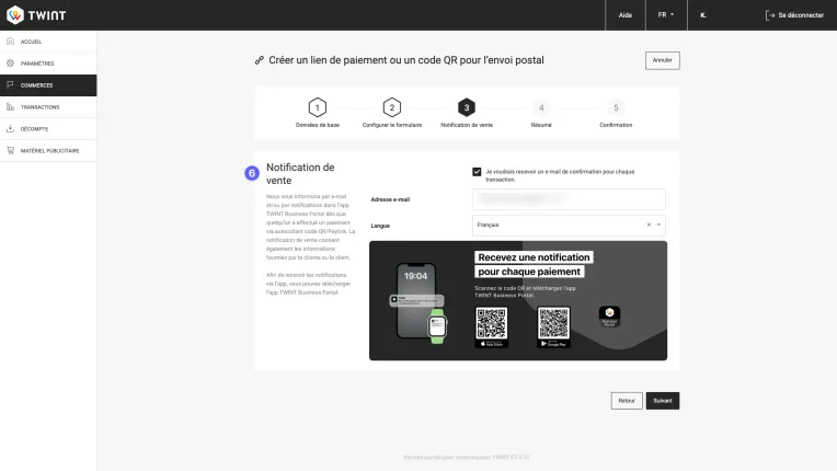 Etape 6 : notifications de paiement par email